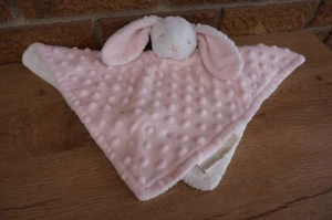 SECURITY Blankets & BEYOND Pink White BUNNY Rabbit Minky Dot CLOSED EYES Gold Ta - Picture 1 of 8