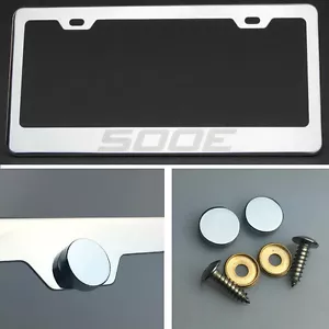 500e Laser Engraved Polish Stainless Steel License Plate Frame Chrome Screw Cap - Imagen 1 de 12