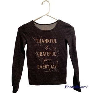 Danskin Girls Shirt Top Size 8 Grey Charcoal Black Thankful Grateful Everyday - Picture 1 of 11
