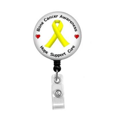 Concienciación sobre el cáncer de hueso - Soporte de insignia retráctil - Carrete de insignia - Cordones - Estelos Foto 1 de 4