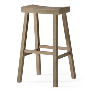 Maven Lane Wooden Rustic Aesthetic Kitchen Bar Stool, Antiqued Grey (Open Box) - Picture 1 of 6