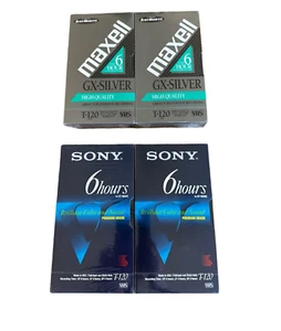 Videoset 2 SonyT-120 Premium & 2 Maxwell GX silber T-120 6 Std. hochwertiges Band - Bild 1 von 5