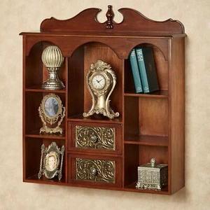 Sarantino Wall Wooden Curio Cabinet Natural Cherry - Picture 1 of 1