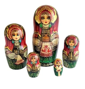 Russian Nesting dolls stacking Matryoshka Painted At Hand By Smirnova - " - Picture 1 of 3