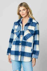 BlankNYC Blank NYC Blue Plaid Shacket Shirt Jacket Keep Rolling Size S NWT - Picture 1 of 6