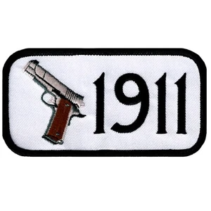PARCHE DE PISTOLA 1911 PISTOLA BORDADA PISTOLA 2a ENMIENDA SEMIAUTOMÁTICA - BLANCA - Imagen 1 de 1