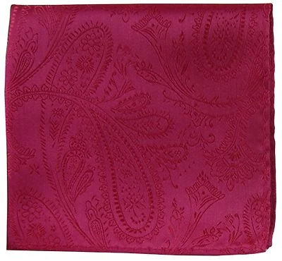 Nuevo Pañuelo Cuadrado Bolsillo Tejido Poliéster Hombre Solo Rosa Caliente Paisley Boda Foto 1 de 2