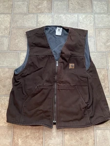 Gilet Carhartt vintage uomo XL Reg V19 DKB marrone made in USA full zip senza maniche - Foto 1 di 5