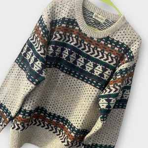 VTG St John's Bay Knit Sweater Women's Size M Aztec Multicolor Geometric - Picture 1 of 7