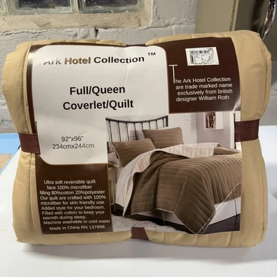 ARK Hotel Collection Full/queen Coverlet Quilt Tan NEW 92x 96” - Image 1 of 4