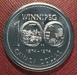 Canadá 1974 níquel 1 dólar. Winnipeg. Prooflike. Isabel II. KM# 88 - Imagen 1 de 2