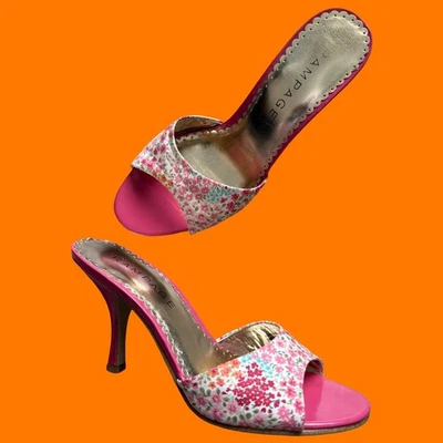 Años 00 Vintage Estampado Floral Patente Coqueta Y2k Gatito Tacones EE. UU. 8 1/2 Alboroto Foto 1 de 4