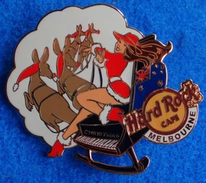 MELBOURNE CHRISTMAS XMAS 2005 GIRL PIANO REINDEER SLEIGH FLAG Hard Rock Cafe PIN - Picture 1 of 1