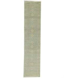 Handmade Oriental Runner Rug 3X12 ft Muted Aqua Blue Floral Carpet Hallway Decor - Picture 1 of 14