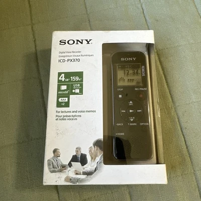 Sony ICD-PX370 Digital Voice Recorder Built-In USB 159 hours micro SD 4GB NEW  - Image 1 of 4