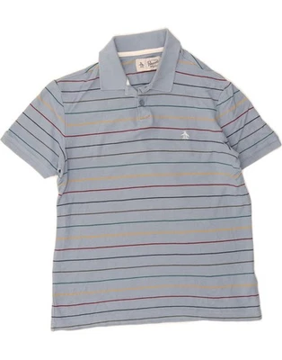 PENGUIN Mens Polo Shirt Small Blue Striped Cotton CQ08 - Image 1 of 3
