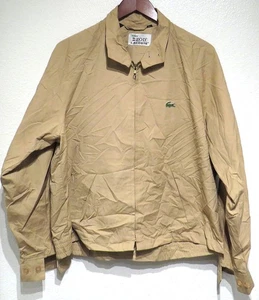 vtg Izod Lacoste BEIGE Windbreaker LARGE 70s Gator Harrington Jacket kahki tan - Picture 1 of 9