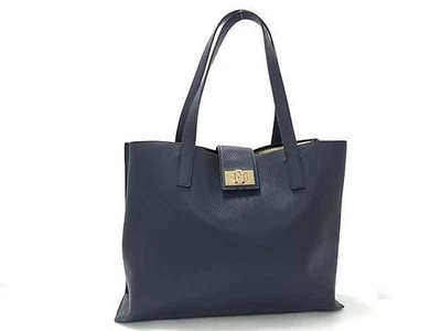 FURLA 1927 L Tote 36 WB01099 Navy Leather Women's Shoulder Bag - Image 1 of 4