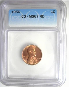 1956-P MS 67 RD Lincoln Wheat Centš„ ICG #5281370116 1C RARE Retails For $775 - Picture 1 of 9