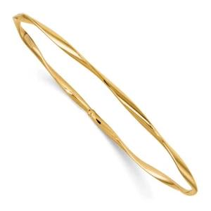 Brazalete sin cordones retorcido pulido oro amarillo real de 14 quilates; 7,5 pulgadas - Imagen 1 de 5