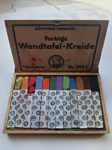 Vintage Pelikan Günther Wagner farbige Künstlerkreide Nr. 745 f in Holzkiste - Bild 1 von 4