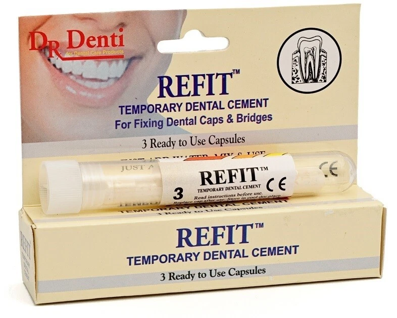 Dr Denti Refit™ -Temporary Dental Cement - Bridges Veneers Crowns inlays/Onlays