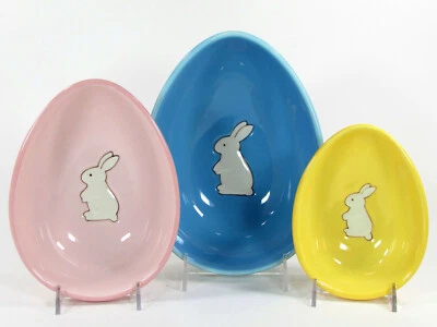 Blossoms & Blooms EASTER EGG 9" 7.5" 6"嵌套碗套装3件装兔子春天 — 第 1/4 张图片