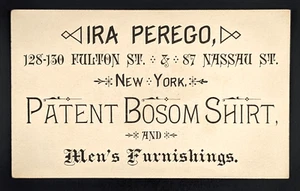 Victorian Trade Card Ira Perego Bosom Shirt Mens Furnishings New York - Picture 1 of 3