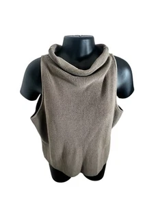 Vintage Zoran Knit Pullover Cowl Neck Sleeveless Sweater Taupe Small Italy - Picture 1 of 4