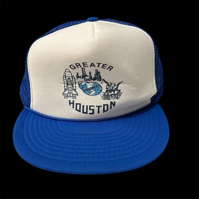 Nuevo de Lote Antiguo De Colección Años 80 Nissin Azul Malla CAMIONERO Sombrero ASNT Mayor HOUSTON Gorra Snapback Foto 1 de 4