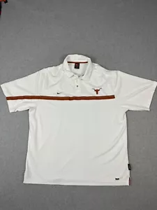 University Of Texas Longhorns Polo Shirt Mens 2XL White Team Nike Dri Fit - Picture 1 of 12