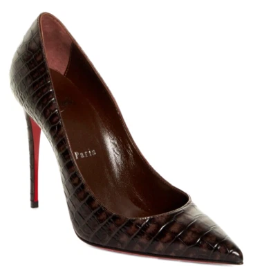 Christian Louboutin Kate 100 Croc 压花皮革高跟鞋 IT 36.5/美国 6.5 — 第 1/4 张图片