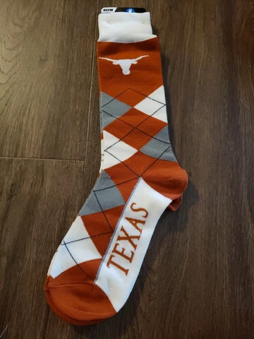 Texas Longhorns Argyle One Size Fits Most Socks NWT For Bare Feet Cover