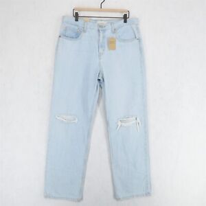 Levi's Low Pro Straight Jeans Womens Light Blue 100% Cotton Distressed