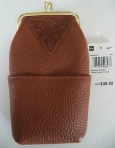 Portasigarette classico nostalgico in pelle 3 tasche FLOREALE, Tawny - Foto 1 di 4