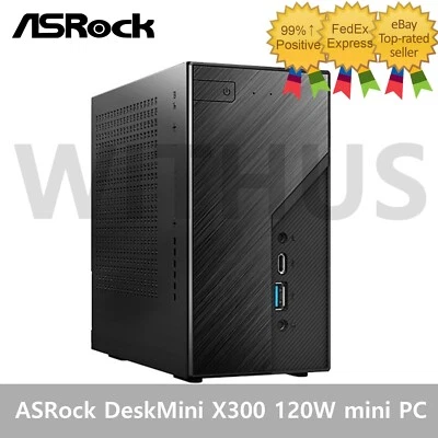 ASRock DeskMini X300 120W Barebone mini PC AMD AM4 DDR4 1Gbps HDMI DP D-Sub UBS3 - Image 1 of 4