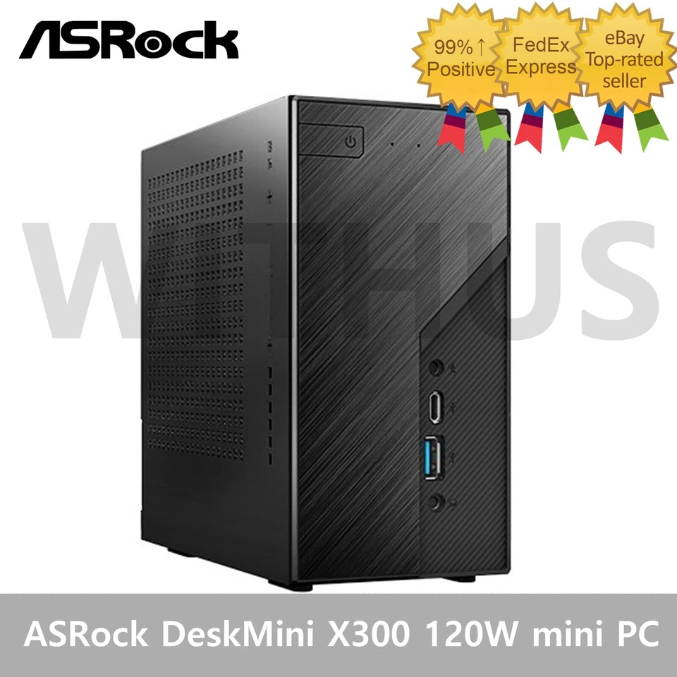 ASRock DeskMini X300 120W Barebone mini PC AMD AM4 DDR4 1Gbps HDMI DP D-Sub UBS3 - Image 1 of 4