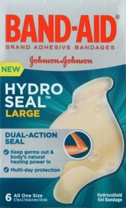 Band-Aid Adhesive Bandages Dual Action Hydro Seal Large All One Size 6Ct 12 Pack - Picture 1 of 6