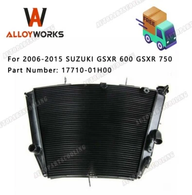 Black Aluminum Radiator For Suzuki GSXR/600/GSXR 750 2006-2015 2010 2012 UPGRADE Foto 1 de 4