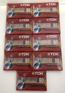 NEU 9er-Pack TDK Superior D90 D-90S10TG Normal BIAS Kassette Band versiegelt schneller Versand - Bild 1 von 2