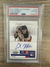 2011-12 Panini Calder Contenders Carl Hagelin Rookie Auto 66/763 Capitals PSA 10