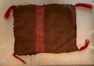 Vintage Peruvian Textile Manta Brown/Red Wool Handmade Antique - Picture 1 of 6