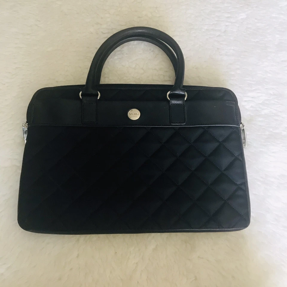 Bolso de mano Knomo London Lincoln microfibra negro acolchado funda para computadora portátil 12 pulgadas Foto 1 de 4