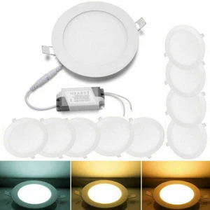 10 PCS Ultra Slim LED Round Recessed Ceiling Panel Down Lights Home Kichen Lamp - Picture 1 of 16