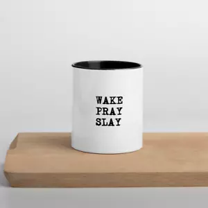 Taza de café cristiano motivacional WAKE PRAY SLAY - Imagen 1 de 13