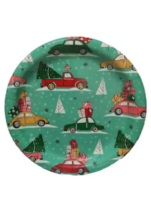 Christmas Cars Trucks 8 Ct 9" Lunch Dinner Plates  - Image 1 of 2
