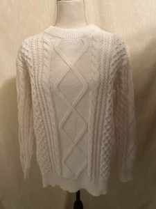 Nuevo con etiquetas Suéter ELFRIC EDEN Talla S Tejido con Cable Marfil/Crema 100% Poliéster Se Ajusta a M/L - Imagen 1 de 12