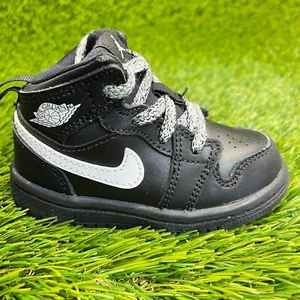 Nike Air Jordan 1 Mid Toddler Size 5C Black White Athletic Shoes Sneakers - Picture 1 of 10
