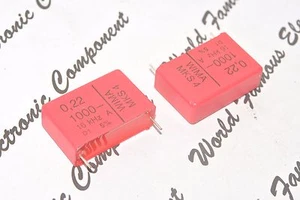2pcs - WIMA MKS4 0.22uF (0,22µF 220nF) 1000V 5% pitch:27.5mm Polyester Capacitor - Picture 1 of 3