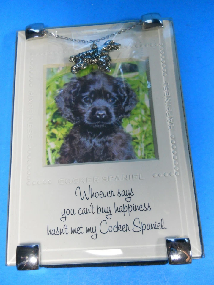 Marco de foto de perro caniche, Cocker Spaniel con dije plateado, frente de cristal Mudpie  Foto 1 de 1